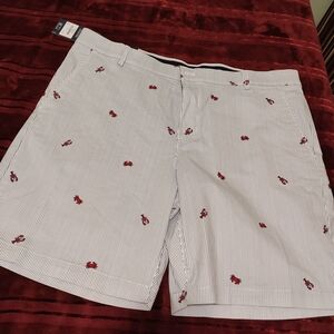 Chaps Men's Shorts with White Stripes and Red Accents